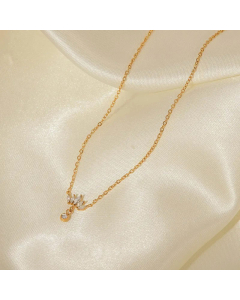 Fashion Plating Zircon Stainless Steel Necklaces Geometric Titanium Steel Pendant Necklace 