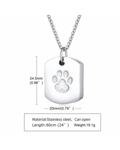 Fashion Geometric Plating Stainless Steel Necklaces Paw Print Titanium Steel Pendant Necklace 
