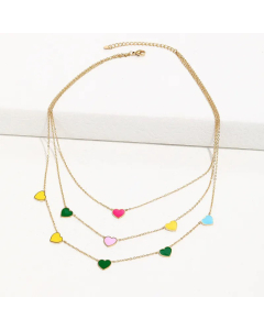 Colorful Heart Shape Stainless Steel Layered Necklaces Enamel Stainless Steel Necklaces Colorza