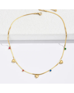 Simple Style Inlay Zircon Stainless Steel Necklaces Heart Shape Stainless Steel Necklace Colorza