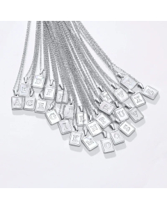Modern Style Plating Stainless Steel Necklaces Square Letter Titanium Steel Pendant Necklace 