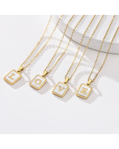 Modern Style Plating Stainless Steel Necklaces Square Letter Titanium Steel Pendant Necklace 