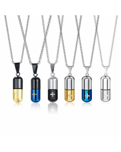 Fashion Plating Stainless Steel Necklaces Geometric Pill Titanium Steel Necklace 