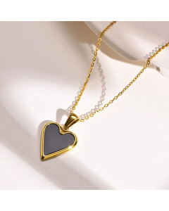 Fashion Plating Inlay Shell Stainless Steel Necklaces Heart Shape Stainless Steel Necklace 