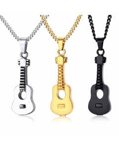 Fashion Plating Stainless Steel Necklaces Guitar Titanium Steel Pendant Necklace 