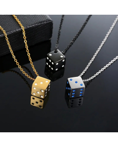 Simple Style Plating Stainless Steel Necklaces Dice Stainless Steel Pendant Necklace