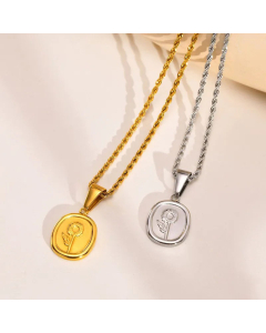 Fashion Geometric With Flower Stainless Steel Necklace Plating Stainless Steel Necklaces