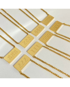 Simple Style Square Number Titanium Steel Necklace Plating Stainless Steel Necklaces