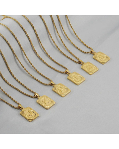 Fashion Plating Stainless Steel Necklaces 26 Letter Titanium Steel Necklace