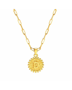 Fashion Paper Clip Chain Necklace With Small Heart In Backside 26 Letter Plating Stainless Steel Necklaces