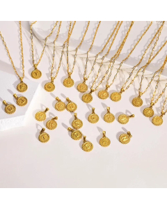 Fashion Paper Clip Chain Necklace With Small Heart In Backside 26 Letter Plating Stainless Steel Necklaces