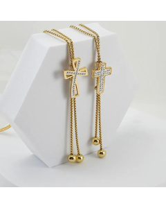 Fashion Inlay Zircon Stainless Steel Necklaces Cross Titanium Steel Pendant Necklace 