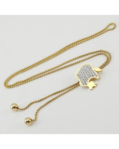 Fashion Inlay Rhinestones Stainless Steel Necklaces Apple Stainless Steel Sweater Chain 