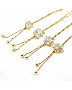 Fashion Inlay Rhinestones Stainless Steel Necklaces Apple Stainless Steel Sweater Chain 