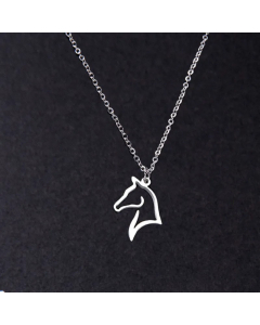 Simple Style Horse Stainless Steel Pendant Necklace Colorza Hollow Out Stainless Steel Necklaces