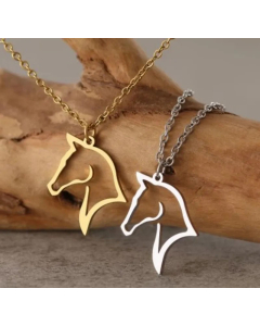 Simple Style Horse Stainless Steel Pendant Necklace Colorza Hollow Out Stainless Steel Necklaces