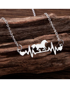 Simple Style Plating Stainless Steel Necklaces Electrocardiogram Horse Stainless Steel Pendant Necklace Colorza