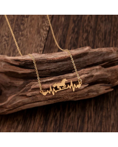 Simple Style Plating Stainless Steel Necklaces Electrocardiogram Horse Stainless Steel Pendant Necklace Colorza