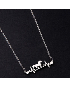 Simple Style Plating Stainless Steel Necklaces Electrocardiogram Horse Stainless Steel Pendant Necklace Colorza