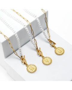 Fashion Double Layer 26 Letter Titanium Steel Necklace Beaded Stainless Steel Necklaces