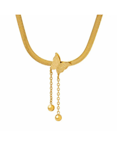 Fashion Tassel Plating Stainless Steel Necklaces Butterfly Titanium Steel Pendant Necklace