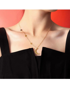 Fashion Plating Stainless Steel Necklaces Star Moon Titanium Steel Necklace 
