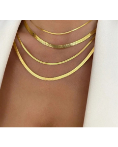 Solid Color Flat Snake Chain Stainless Steel Necklaces Plating Stainless Steel Necklaces