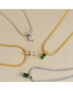 Luxury Style Diamond Snake Bone Necklace Jewelry Fashionable All-Match Stainless Steel Necklace