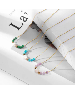 Fashion Beaded Titanium Steel Necklace Pearl Plating Stainless Steel Necklaces