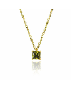 Fashion Plating Inlay Zircon Stainless Steel Necklaces Square Titanium Steel Pendant Necklace 