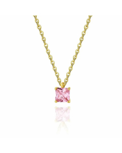 Fashion Plating Inlay Zircon Stainless Steel Necklaces Square Titanium Steel Pendant Necklace 