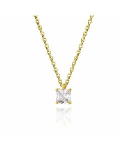 Fashion Plating Inlay Zircon Stainless Steel Necklaces Square Titanium Steel Pendant Necklace 