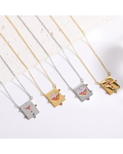 Fashion Cross Square Rhinestone Stainless Steel Necklaces Heart Shape Titanium Steel Pendant Necklace 