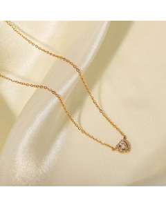 Romantic Gold Plated Rhinestones Stainless Steel Necklaces Heart Shape Stainless Steel Necklace 