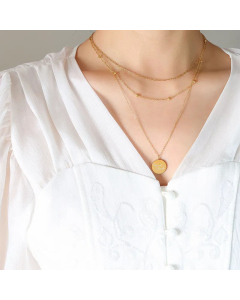 Elegant Round With Letter Titanium Steel Layered Necklaces Plating Stainless Steel Necklaces