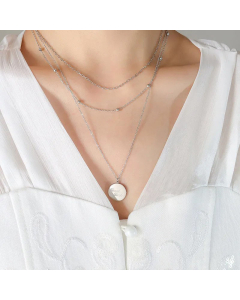 Elegant Round With Letter Titanium Steel Layered Necklaces Plating Stainless Steel Necklaces