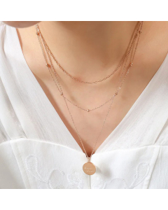 Elegant Round With Letter Titanium Steel Layered Necklaces Plating Stainless Steel Necklaces