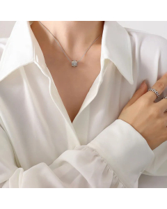 Classic Geometric Titanium Steel Necklace Plating Zircon Stainless Steel Necklaces