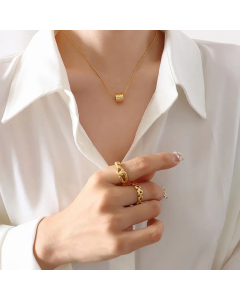 Classic Geometric Titanium Steel Necklace Plating Zircon Stainless Steel Necklaces