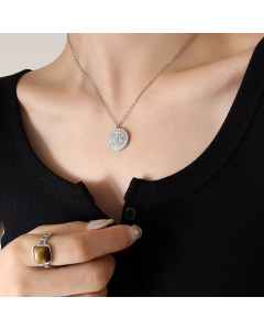 French Style Zircon Stainless Steel Necklaces Astrolabe Titanium Steel Pendant Necklace 
