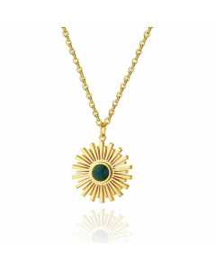 Fashion Plating Inlay Turquoise Stainless Steel Necklaces Geometric Titanium Steel Pendant Necklace 