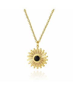 Fashion Plating Inlay Turquoise Stainless Steel Necklaces Geometric Titanium Steel Pendant Necklace 