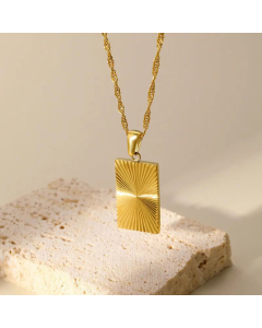 Fashion Plating Stainless Steel Necklaces Square Titanium Steel Pendant Necklace 