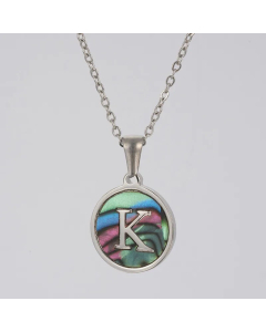 Fashion Patchwork Stainless Steel Necklaces Round 26 Letter Stainless Steel Necklace 