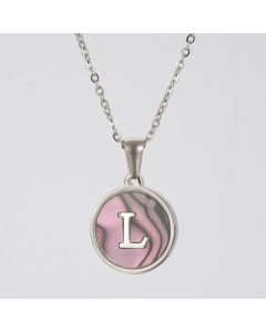 Fashion Patchwork Stainless Steel Necklaces Round 26 Letter Stainless Steel Necklace 