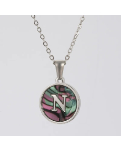 Fashion Patchwork Stainless Steel Necklaces Round 26 Letter Stainless Steel Necklace 