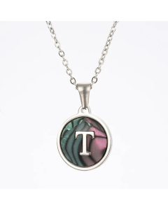 Fashion Patchwork Stainless Steel Necklaces Round 26 Letter Stainless Steel Necklace 