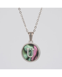 Fashion Patchwork Stainless Steel Necklaces Round 26 Letter Stainless Steel Necklace 