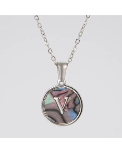 Fashion Patchwork Stainless Steel Necklaces Round 26 Letter Stainless Steel Necklace 