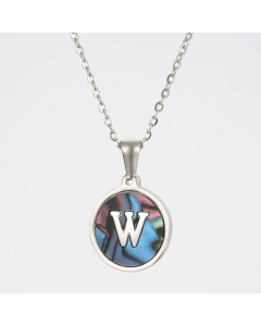 Fashion Patchwork Stainless Steel Necklaces Round 26 Letter Stainless Steel Necklace 